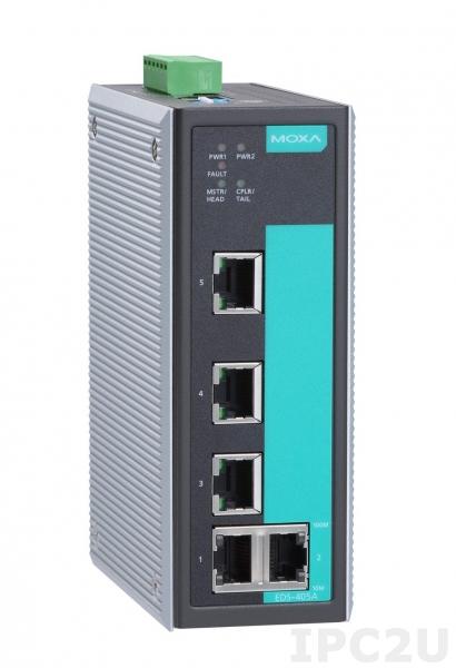 EDS-405A-T Промышленный 5-портовый управляемый коммутатор 10/100 BaseT(X) Ethernet, -40...+75C
