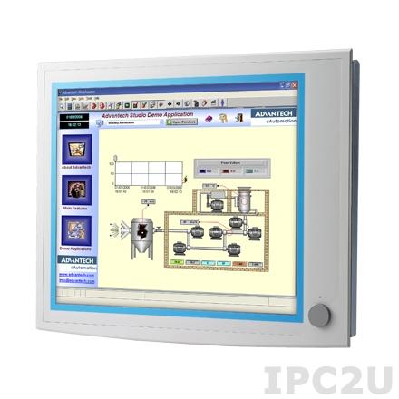 FPM-5191G-R3BE Промышленный 19&quot; TFT LCD монитор c IP65 по передней панели, SXGA 1280x1024, , резистивный сенсорный экран (RS - 232/USB интерфейс), алюминевая передняя панель, VGA, DVI-D, вход питания 10-30 В (клемная колодка), 12 В DC