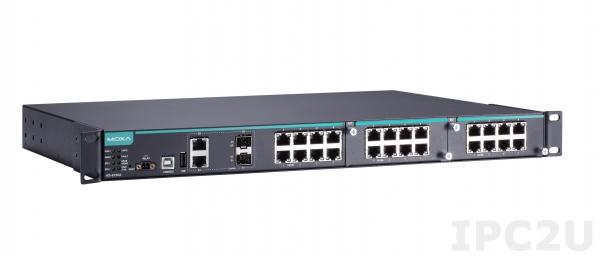 IKS-6726A-2GTXSFP-24-24-T Модульный Ethernet-коммутатор: 8 портов 10/100BaseT(X), 2 комбо-порта 10/100/1000BaseT(X) (RJ45 + SFP), 2 слота для модулей Fast Ethernet, 2 изолированных источника питания (24 VDC), -40...+75C