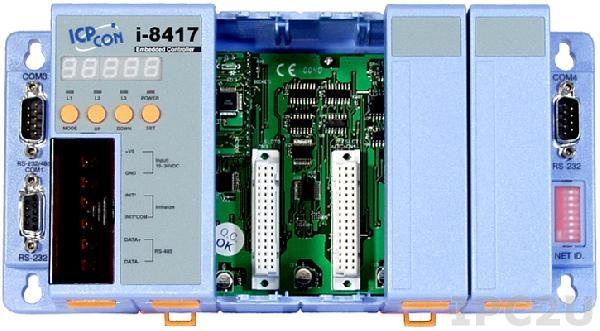 I-8417 PC-совместимый промышленный контроллер 40МГц, 512кб SRAM, 512кб Flash, 2xRS232, 1xRS485, 1xRS232/485, 7-сегментный индикатор, 4 слота расширения, Mini OS7, ISaGRAF 3.5