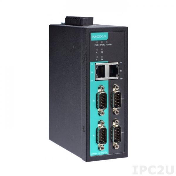 NPort IA5450A Ethernet сервер последовательных интерфейсов, 4xRS-232/422/485, с каскадированием (2xEthernet, 2 IP-адреса), защита от перенапряжения 1 кВ, 0...+60С