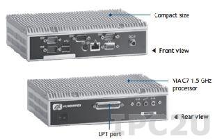 eBOX647-FL1.5G Встраиваемый компьютер с VIA C7 1.5ГГц, 3xRS232, 1xRS232/RS422/RS485, VGA, LAN, 3хUSB, LPT, 3xAudio, 1xPS/2, CompactFlash Socket, адаптер питания 60Вт 90-264В AC