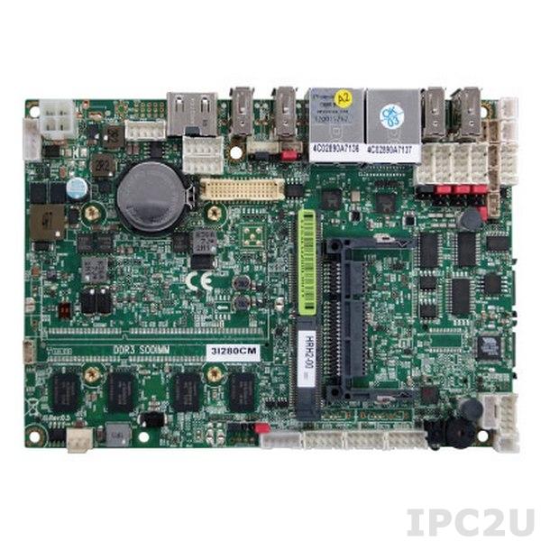 3I280CM-HRH2-00 Процессорная плата фомата 3.5&quot; Intel Atom N2800 1.86 ГГц, установлено 2Гб DDR3, HDMI, LVDS, 6xCOM, 2xGbE LAN, 9xUSB, Touch Screen, 6..36В DC