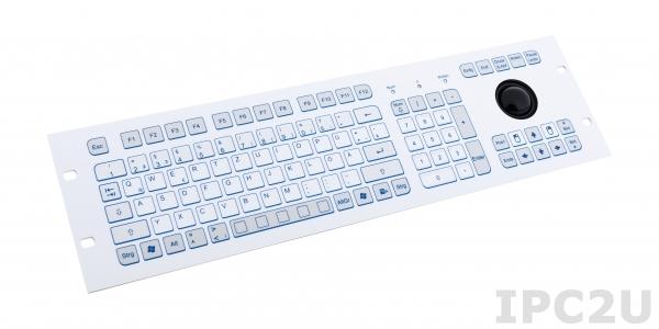 TKS-105c-TB38-FP-3HE-USB Промышленная IP65 клавиатура для монтажа в 19&quot;, 3U, 105 клавиш, трекбол 38мм, USB