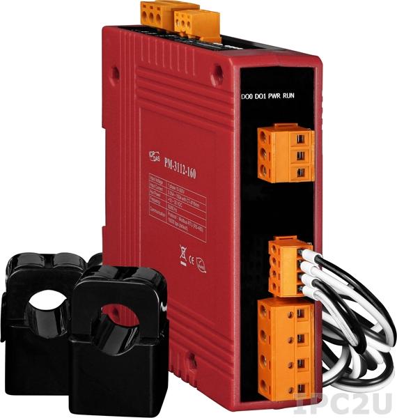 PM-3112-160-MTCP 2-канальный, 1-фазный компактный измеритель напряжения и тока, CT:2pcs, кабель 16мм (0-100A), до 300 В, 50/60Гц, Modbus TCP
