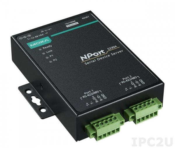 NPort 5230A Ethernet сервер последовательных интерфейсов (усовершенствованный), 2xRS-422/485, с адаптером питания