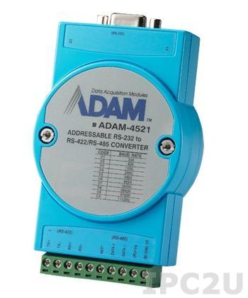 ADAM-4521-AE Адресуемый конвертер RS-232 в RS-422/485, изоляция на стороне RS-232, -10...+70С