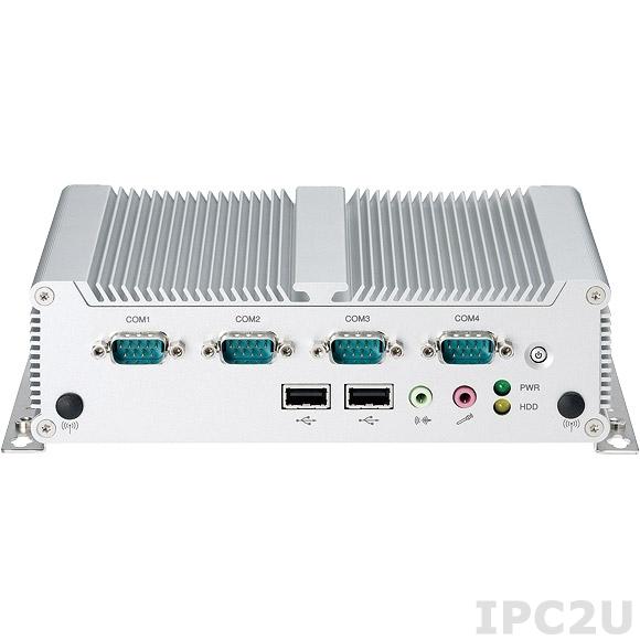 NISE-104 Встраиваемый компьютер с Intel Atom D2550 1.86ГГц, до 4 Гб DDR3, DVI-I, HDMI, 2xGbE LAN, 2xRS-232/422/485, 2xRS-232, 6xUSB, CFast слот, отсек для 1x2.5&quot; SATA HDD, Mini-PCIe, 10..28В DC, без адаптера питания