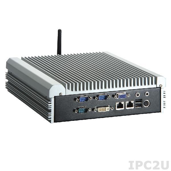 eBOX310-830-CAN-FL-24V-RC-DC Встраиваемый компьютер с Socket M для процессора Intel Core Duo/Core 2 Duo/Core Solo/ Celeron M, DVI-I, 1xDDR2 SODIMM до 2Гб, 2xCOM, CAN, 2xLAN, 2xUSB, Audio, CF, отсек для 1x2.5&quot; SATA HDD, 2xMini-PCIe, 24В DC