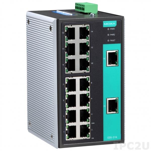 EDS-316 Промышленный 16-портовый неуправляемый коммутатор 10/100 BaseT(X) Ethernet