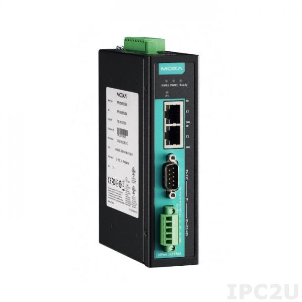NPort IA5150A-T-IEX Ethernet сервер последовательных интерфейсов, 1xRS-232/422/485, с каскадированием (2xEthernet, 2 IP-адреса), сертификат IECEx, -40...+75С
